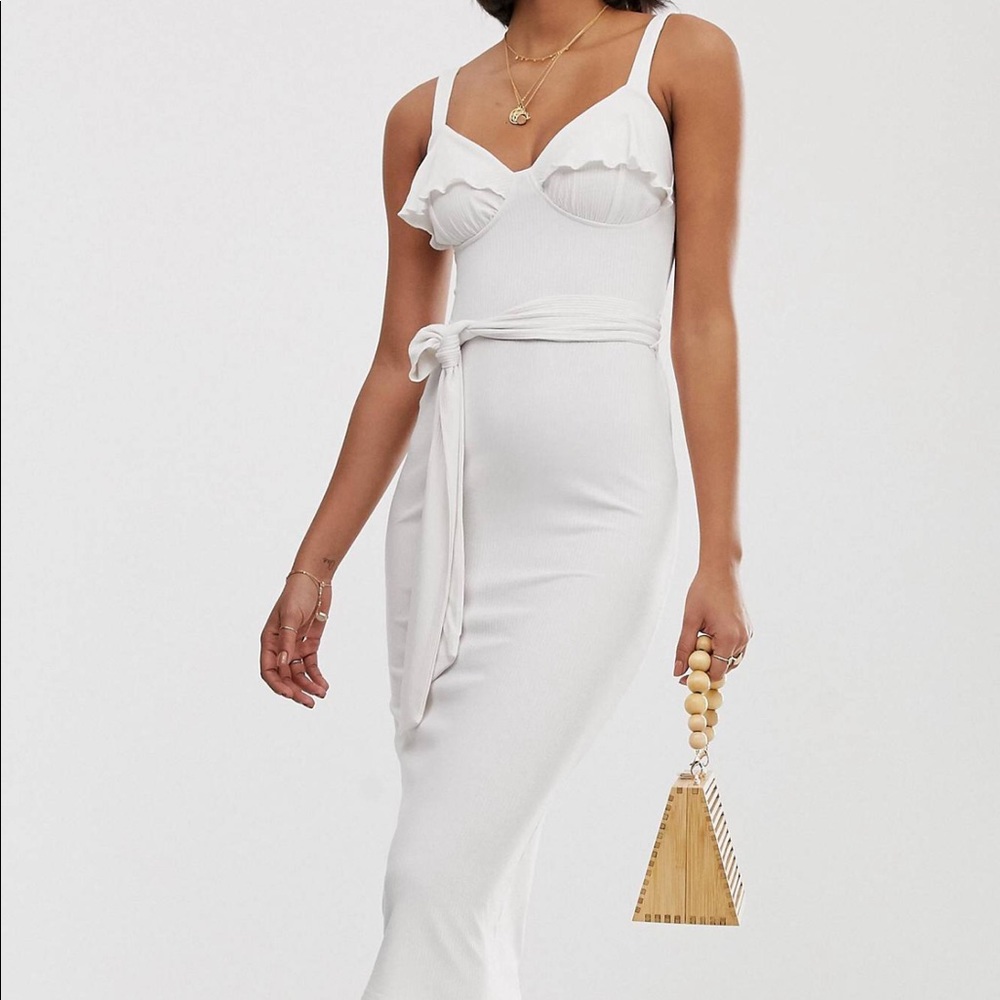 White Ribbed Midi Dress